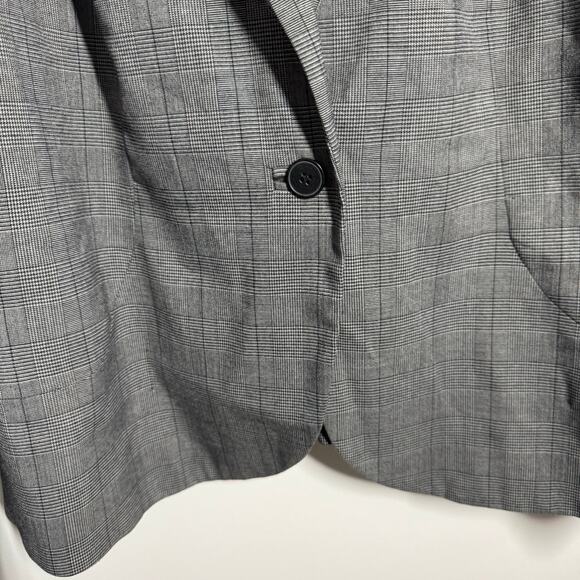 Oscar De La Renta Women 20W Single Button Grey Plaid Houndstooth Blazer Plus - Picture 7 of 10